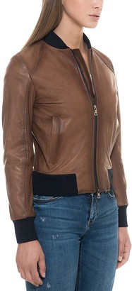 Forzieri Brown Leather Women's Bomber Jacket