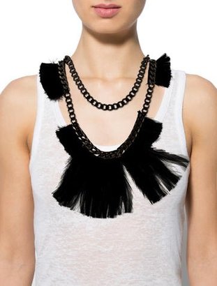 Lanvin Double Strand Feather Collar Necklace
