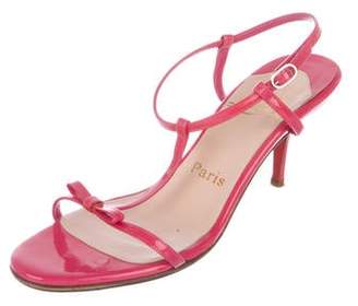 Christian Louboutin Patent Leather T-Strap Sandals Pink Patent Leather T-Strap Sandals