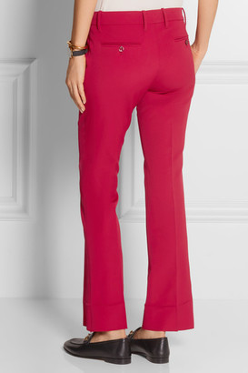 Gucci Cropped Stretch Wool And Silk-blend Flared Pants - Magenta