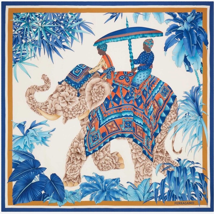 Ferragamo Silk Scarf With Indian Print