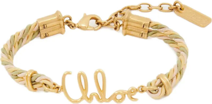 Chloé Plage logo-plaque braided bracelet