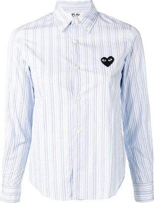 Comme des Garcons embroidered heart striped shirt