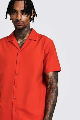 boohoo Relaxed Fit Revere Shirt In Short Sleeve