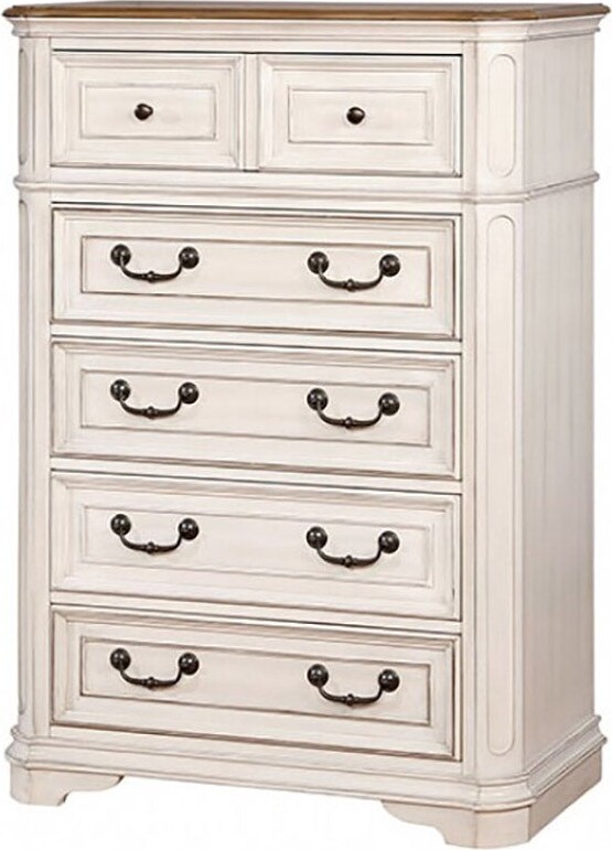 Simple Relax 5 Drawers Wooden Chest in Antique Whitewash ShopStyle