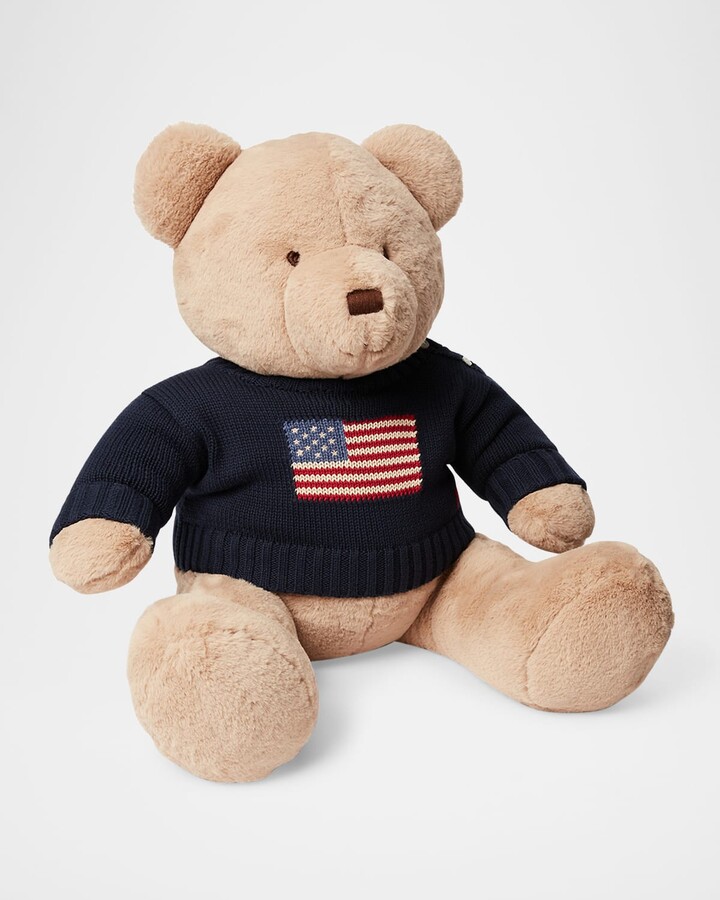 Kid's Large Flag Sweater Plush Polo Teddy Bear