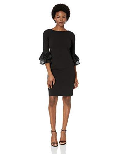 chiffon bell sleeve sheath dress