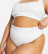 Thumbnail for your product : ASOS Curve ASOS DESIGN Curve mix and match high leg high waist bikini bottom in white