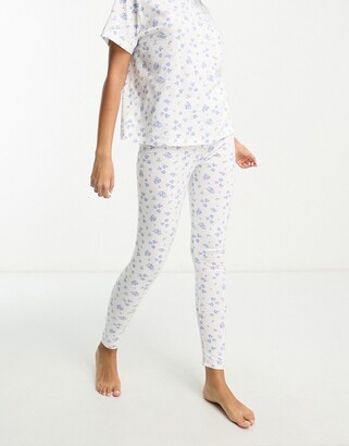 ASOS DESIGN mix & match ditsy floral pajama leggings in white