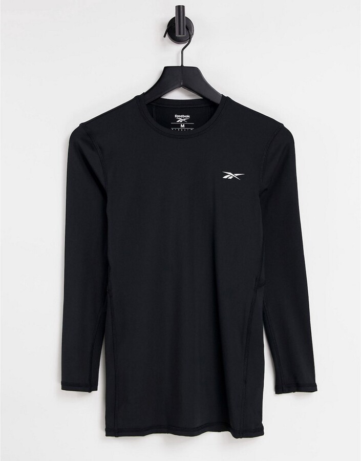 Reebok workout ready compression long sleeve top in black - ShopStyle