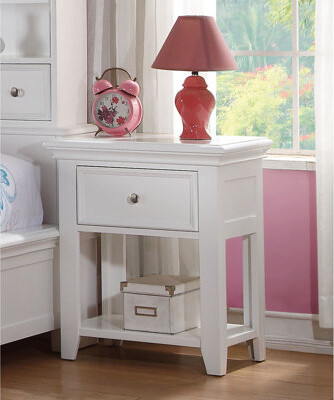 Wildon Home White Wooden Nightstand With 1 Drawer And Open Bottom Shelf Under 1 For Relaxing Bedroom Space