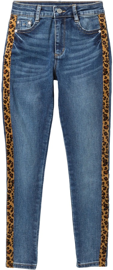 leopard side stripe jeans