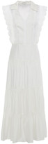 Thumbnail for your product : Sandro Maxime Gathered Broderie Anglaise-trimmed Sateen Midi Dress