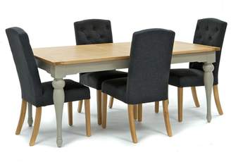 Willis & Gambier Oak And Painted 'Worcester' Large Extending Table And 4 Grey 'Stanza' Chairs