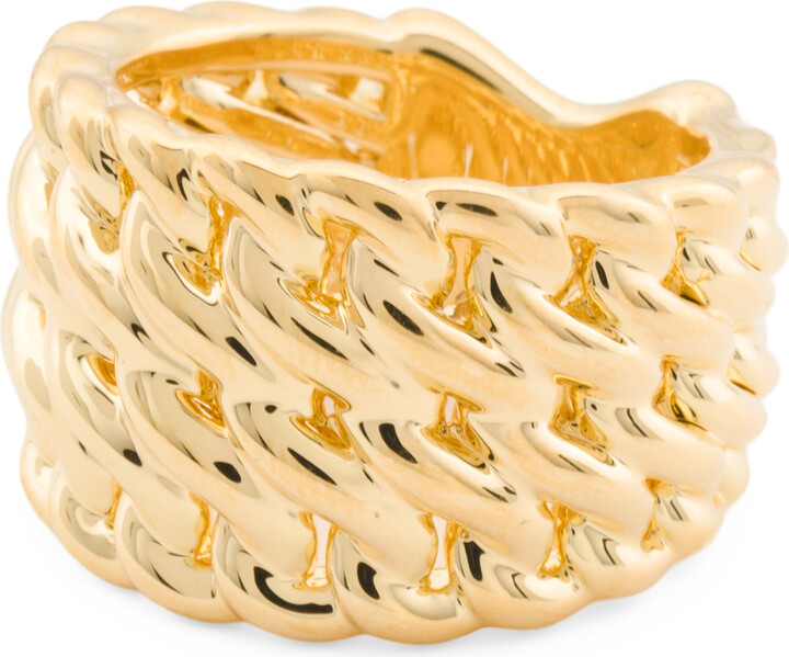 Milor Gold Made In Italy 14k Gold Layered Chains Ring ShopStyle