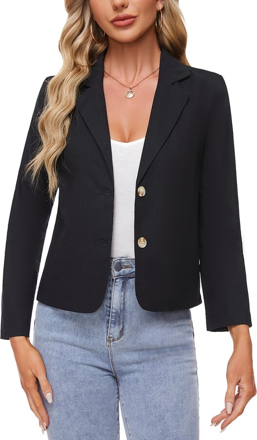 Cotton Blazer Black Linen Jackets Ladies Women Linen Blazer