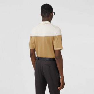 Burberry Monogram Motif Two-tone Silk Cashmere Polo Shirt