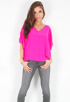 Thumbnail for your product : Alexis Veda V Neck Blouse with Back Slit in Hot Pink -