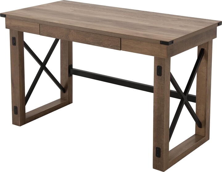 LOKATSE HOME Modern Computer Table for Home Office Wood and Metal