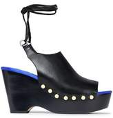 Thumbnail for your product : Diane von Furstenberg Studded Two-Tone Leather Platform Wedge Sandals