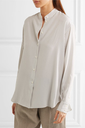 Victoria Beckham Striped Silk Crepe De Chine Shirt - White