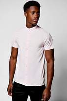 Thumbnail for your product : boohoo Mens Slim Fit Short Sleeve Grandad Collar Shirt