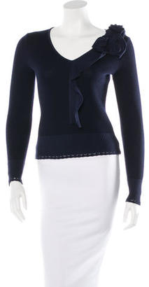 Oscar de la Renta Wool & Cashmere-Blend Cropped Sweater