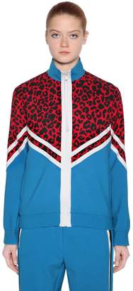 N°21 Zip-Up Leopard Jersey Sweatshirt