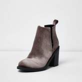 Thumbnail for your product : River Island Womens Brown velvet cut out boots