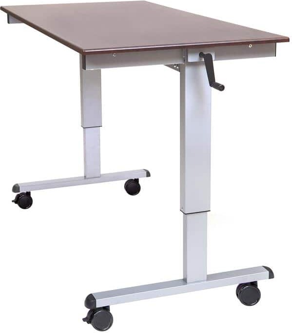 Luxor 59 in. Rectangular Silver/Walnut Standing Desks with Adjustable Height