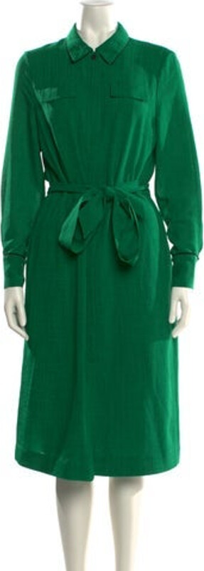 Cefinn Shirtdress Green Long Sleeve with Collar