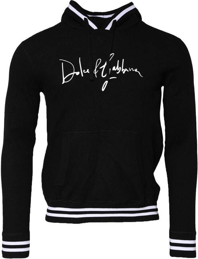 Dolce & Gabbana Black Hooded Logo Print Sweatshirt Men's Sweater (Pre-Owned)