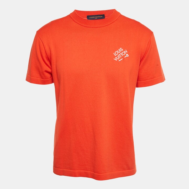 Louis Vuitton Red Pin Logo Embroidered Cotton T-Shirt XS