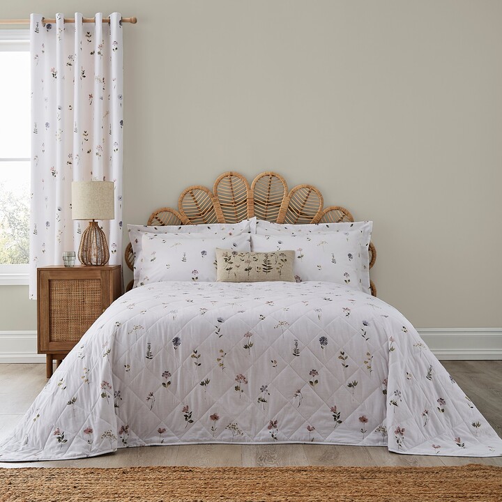 Dunelm Pressed Floral Bedspread White ShopStyle Quilts & Coverlets