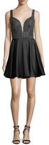 Thumbnail for your product : La Femme Sleeveless Fit-and-Flare Embellished Satin Cocktail Dress