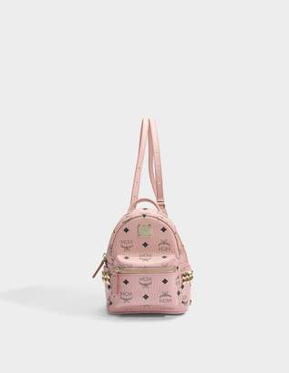 MCM Stark Extra Mini Backpack in Soft Pink Bonded Visetos