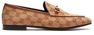 Gucci Jordaan Gg-jacquard Canvas Loafers - Womens - Beige Multi