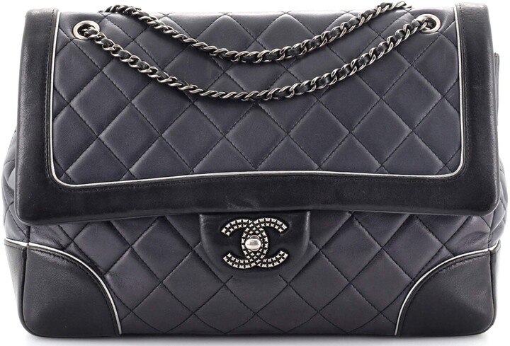 Chanel Bicolor Textured CC Chain Flap Bag Quilted Lambskin Medium -  ShopStyle