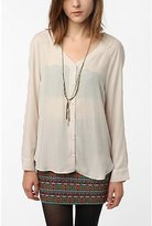 Thumbnail for your product : Silence & Noise Silky V-Neck Button-Down Shirt
