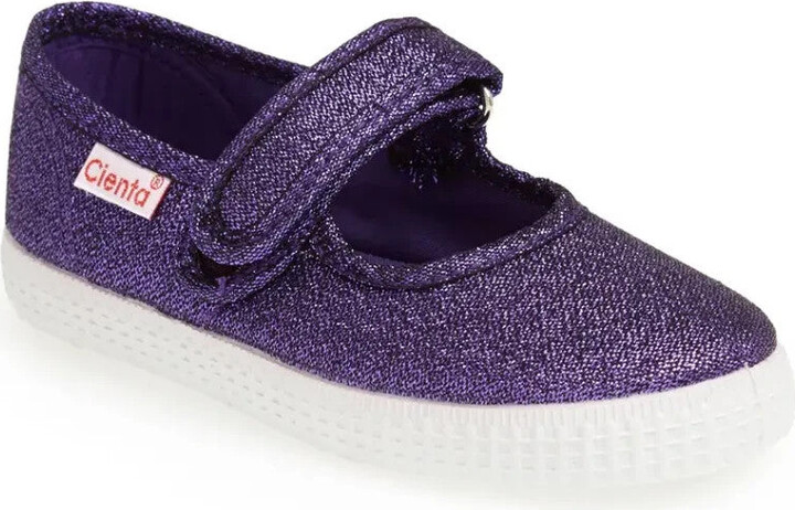 Cienta Flats Toddler Purple Glitter Canvas Slip On Comfort Mary Jane JOBB1678