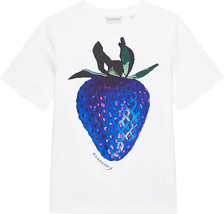 Burberry Children Cedar Strawberry T-Shirt (Little Kid/Big Kid) Girl's Clothing White : 12 Years, Cotton/Elastane