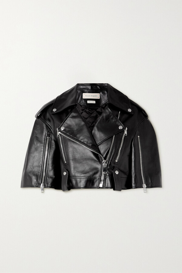 Alexander McQueen Cropped Leather Biker Jacket - Black - ShopStyle Women's  Fashion