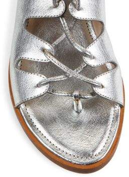 Loeffler Randall Kira Metallic Leather Lace-Up Sandals