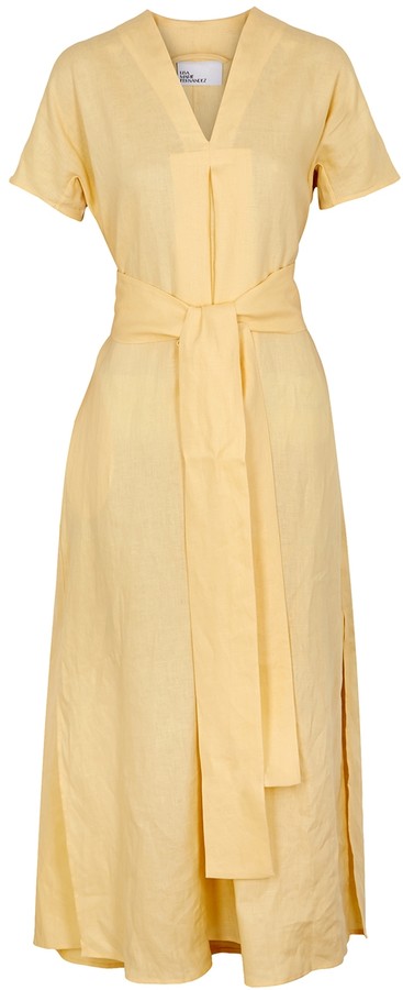 Lisa Marie Fernandez Rosetta yellow linen maxi dress - ShopStyle
