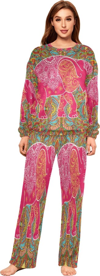 GORGLITTER Women's 2 Piece Plaid Pajamas Set Crop Tee and Long