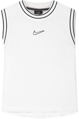 Nike Court Essentials Jersey-trimmed Appliquéd Mesh Tank - White