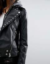 Thumbnail for your product : Barney's Originals Faux Leather Biker Jacket With Detachable Hoodie