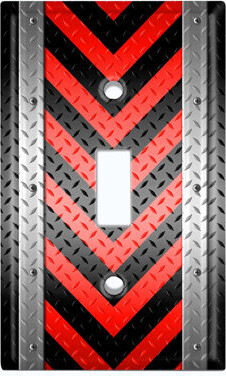 WorldAcc Red Metal V Stripes Crosshatch Toggle Light Switch Wall Plate