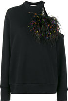 Christopher Kane - ostrich turkey feather embellished sweatshirt
