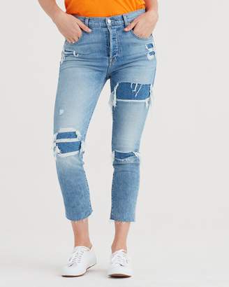 7 For All Mankind High Waist Josefina with Destroyed Patchwork in Light Gallery Row